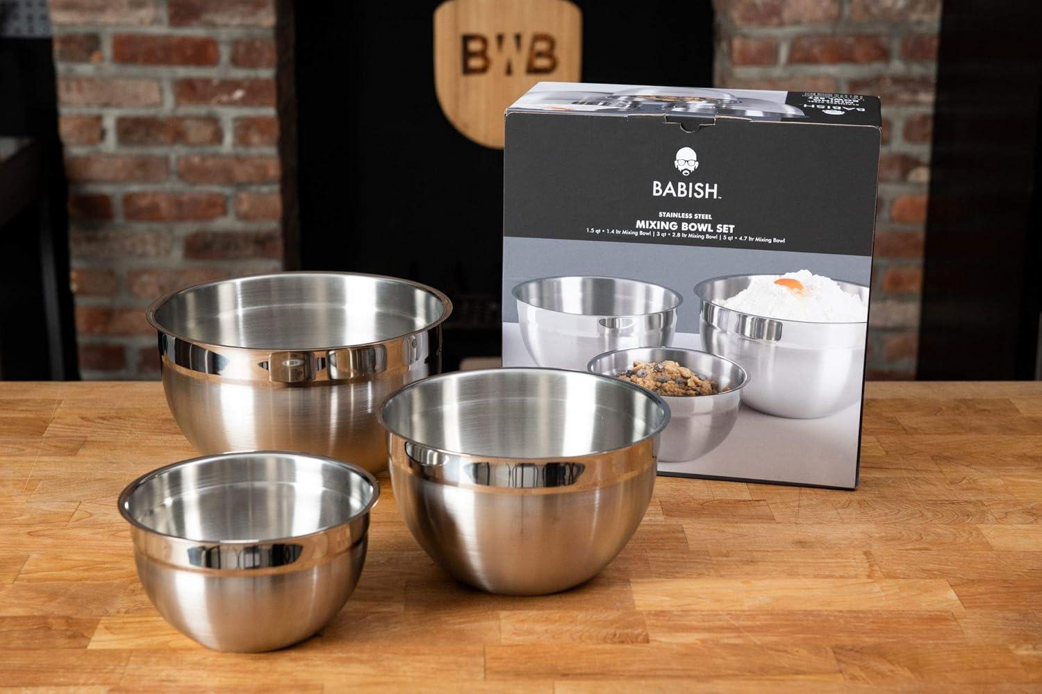 Babish 3-Piece Stainless Steel Mixing Bowl Set