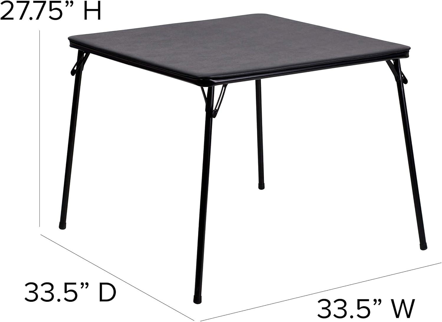 Black Metal Folding Card Table and Chair Set, 5 Piece