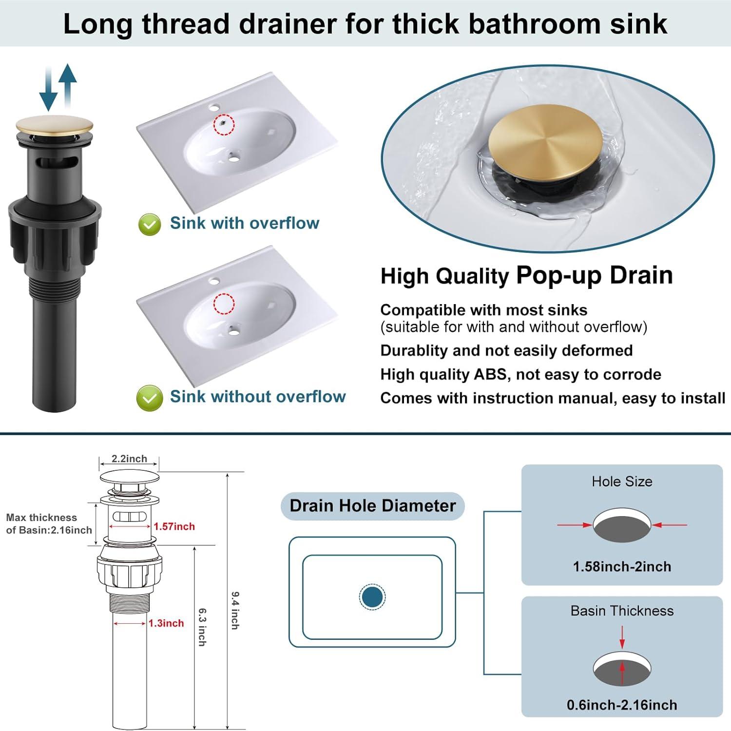 VIBRANTBATH 1 Single-handle Bathroom Faucet with Drain Assembly 6004-N-SS-3