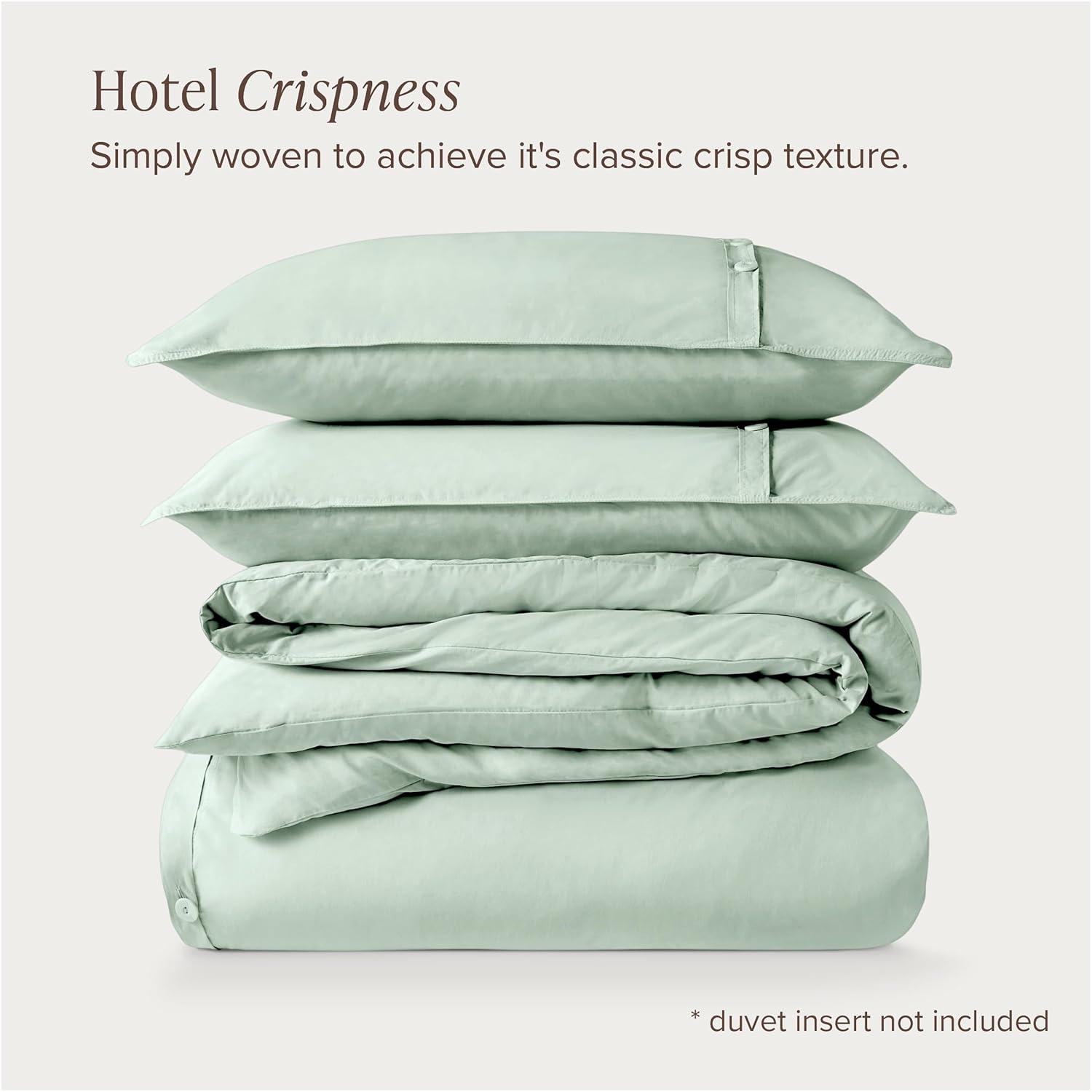100% Organic Cotton Percale Full/Queen Duvet Cover and Sham Set Willow by Bare Home