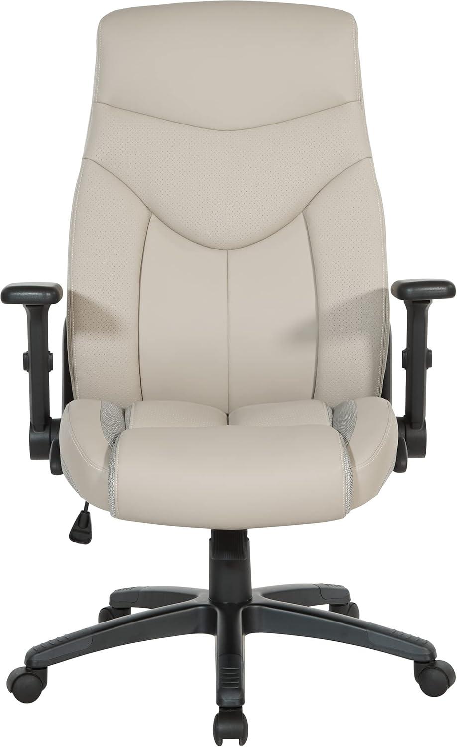 Executive High Back Taupe Gray Bonded Leather Office Chair