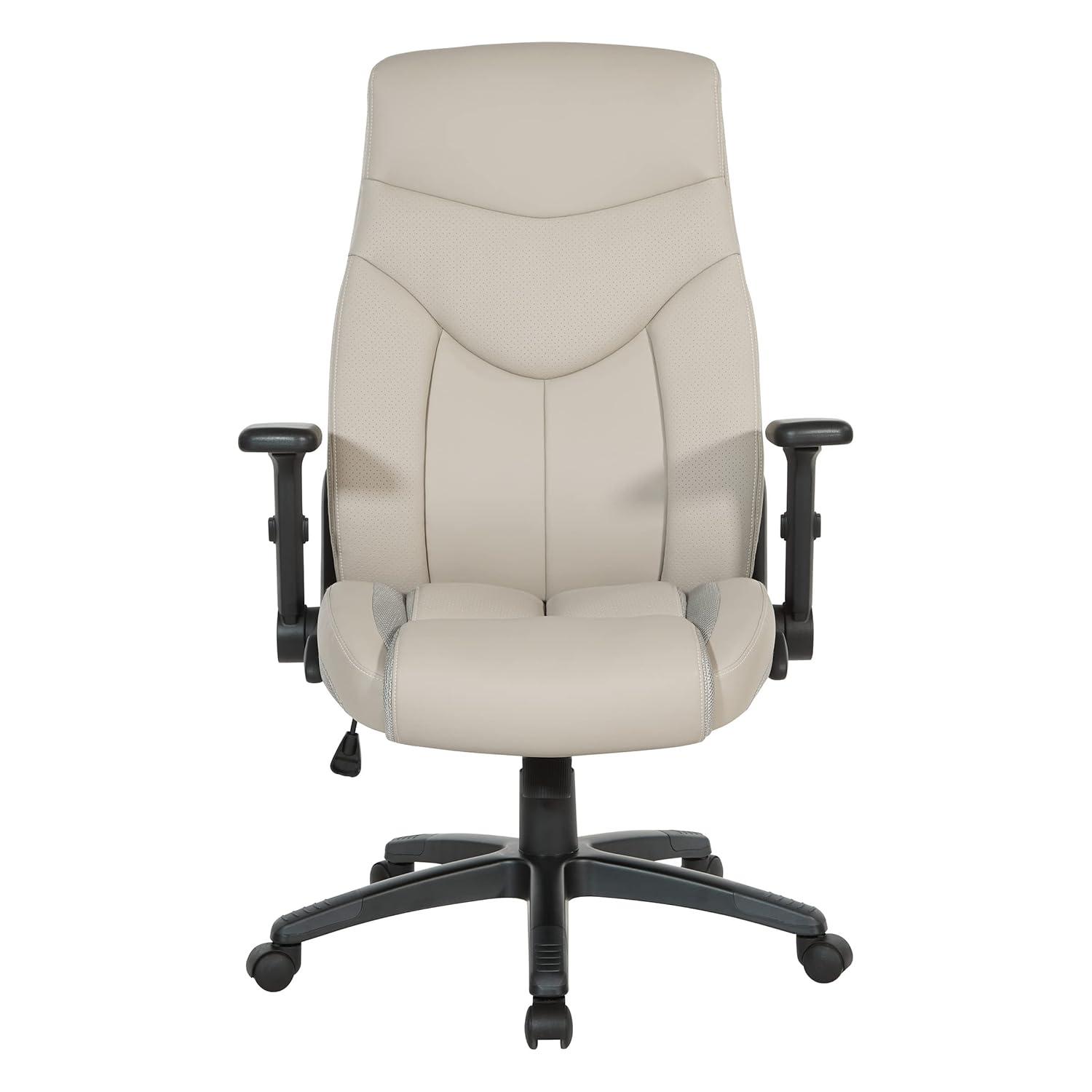 Executive High Back Taupe Gray Bonded Leather Office Chair