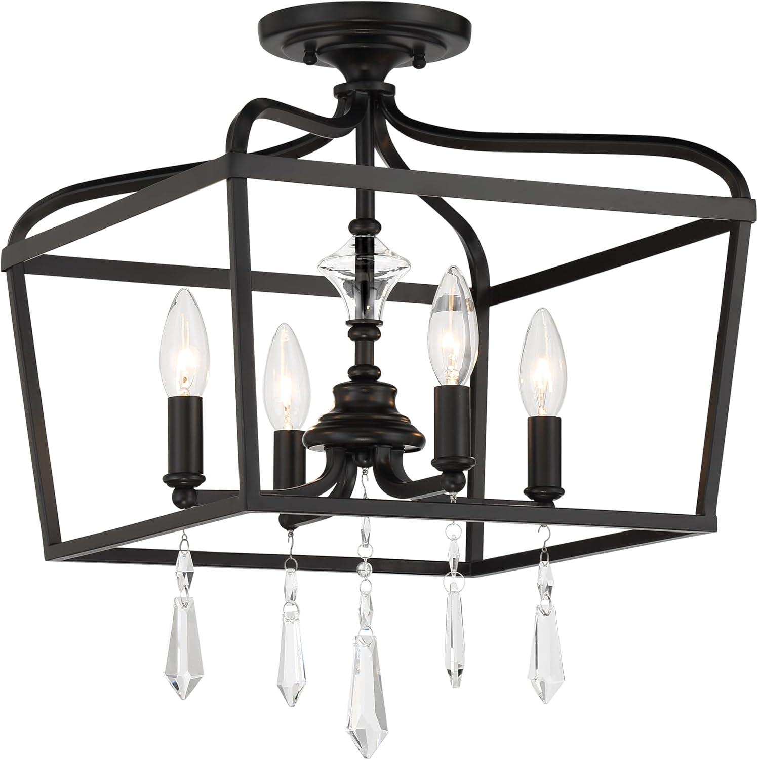 4 - Light Dimmable Lantern Geometric Chandelier