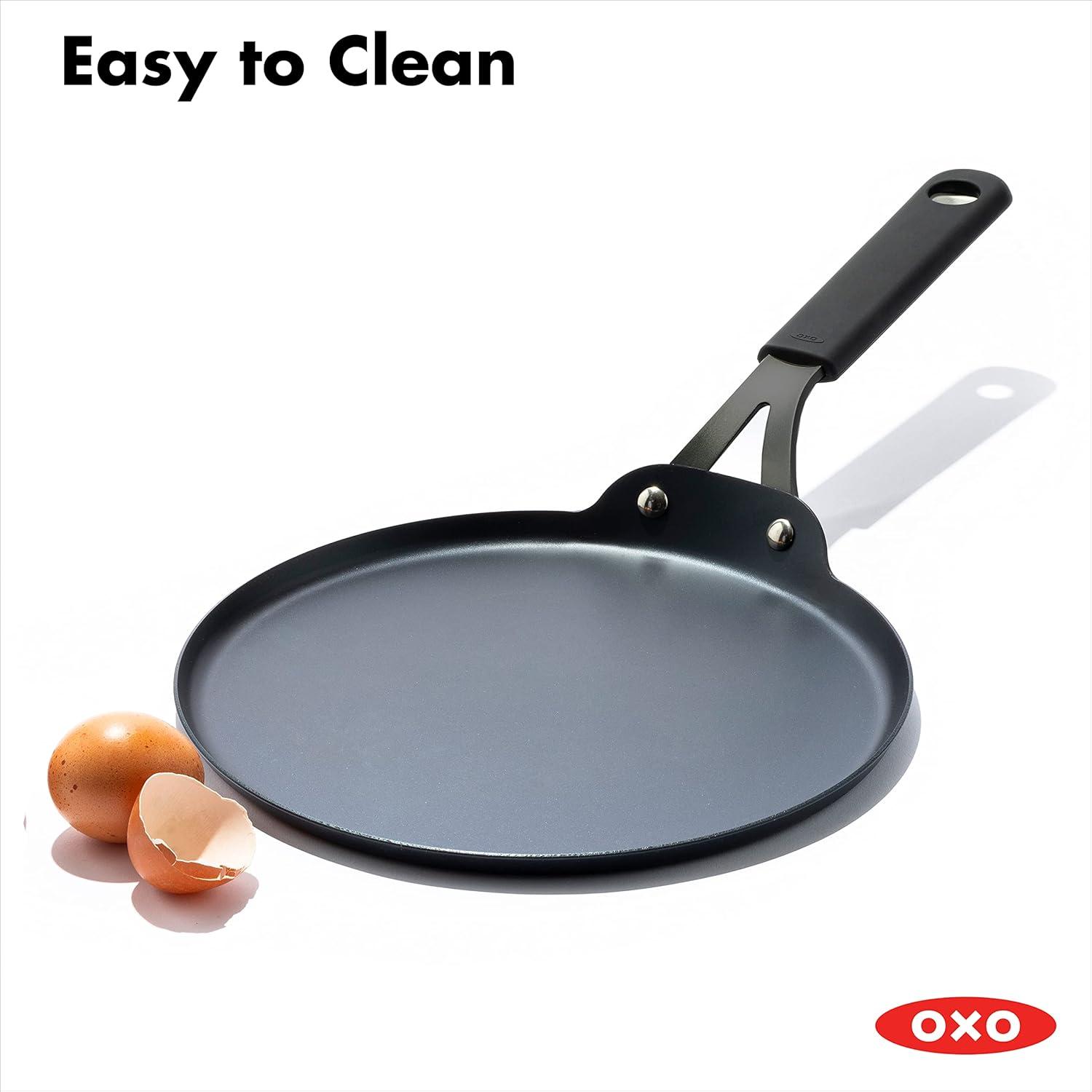 OXO Obsidian Carbon Steel 10" Crepe Pan with Silicone Sleeve