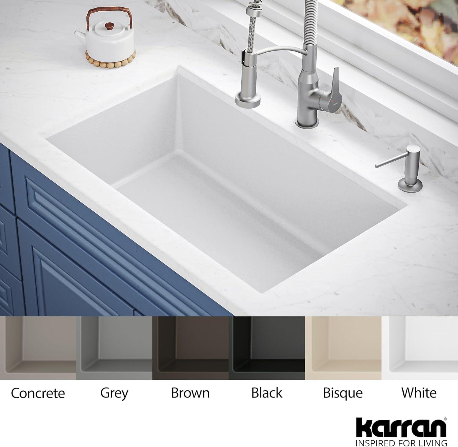 Karran Undermount Quartz Composite 31-3/4'' X 19-1/4'' Single Bowl Kitchen Sink