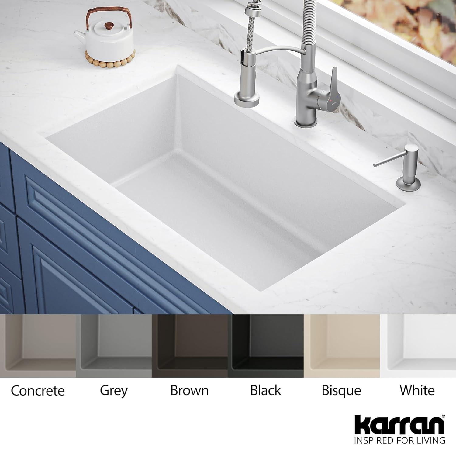 Karran Undermount Quartz Composite 31-3/4'' X 19-1/4'' Single Bowl Kitchen Sink