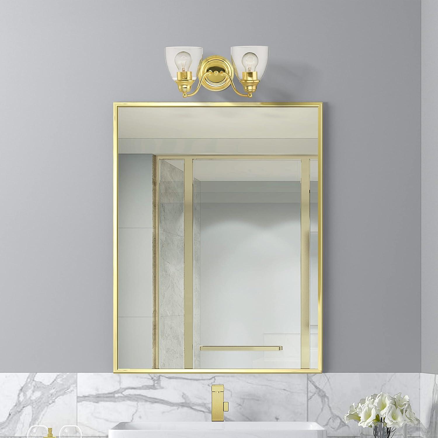 Montgomery Polished Brass 2-Light Vanity Sconce with Hand-Blown Glass