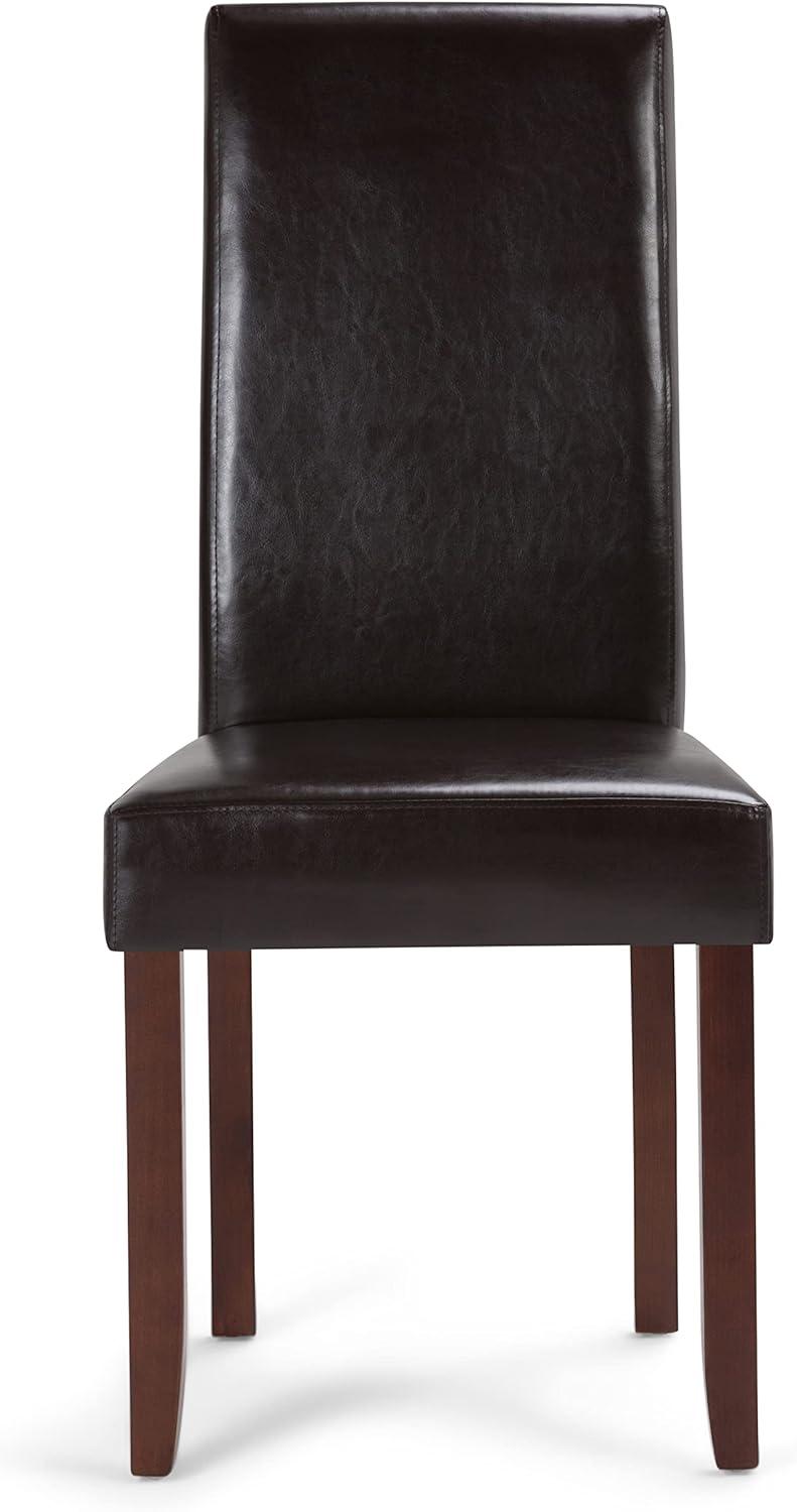 Acadian Transitional Parson Dining Chair (Set of 2) in Tanners Brown Faux Leather