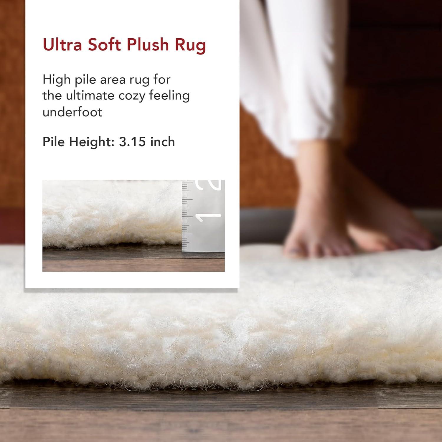 nuLOOM 8'x10' Elena Greek Flokati Shag Area Rug Cream: High Pile Wool, Solid Tufted Indoor Rug, No Backing