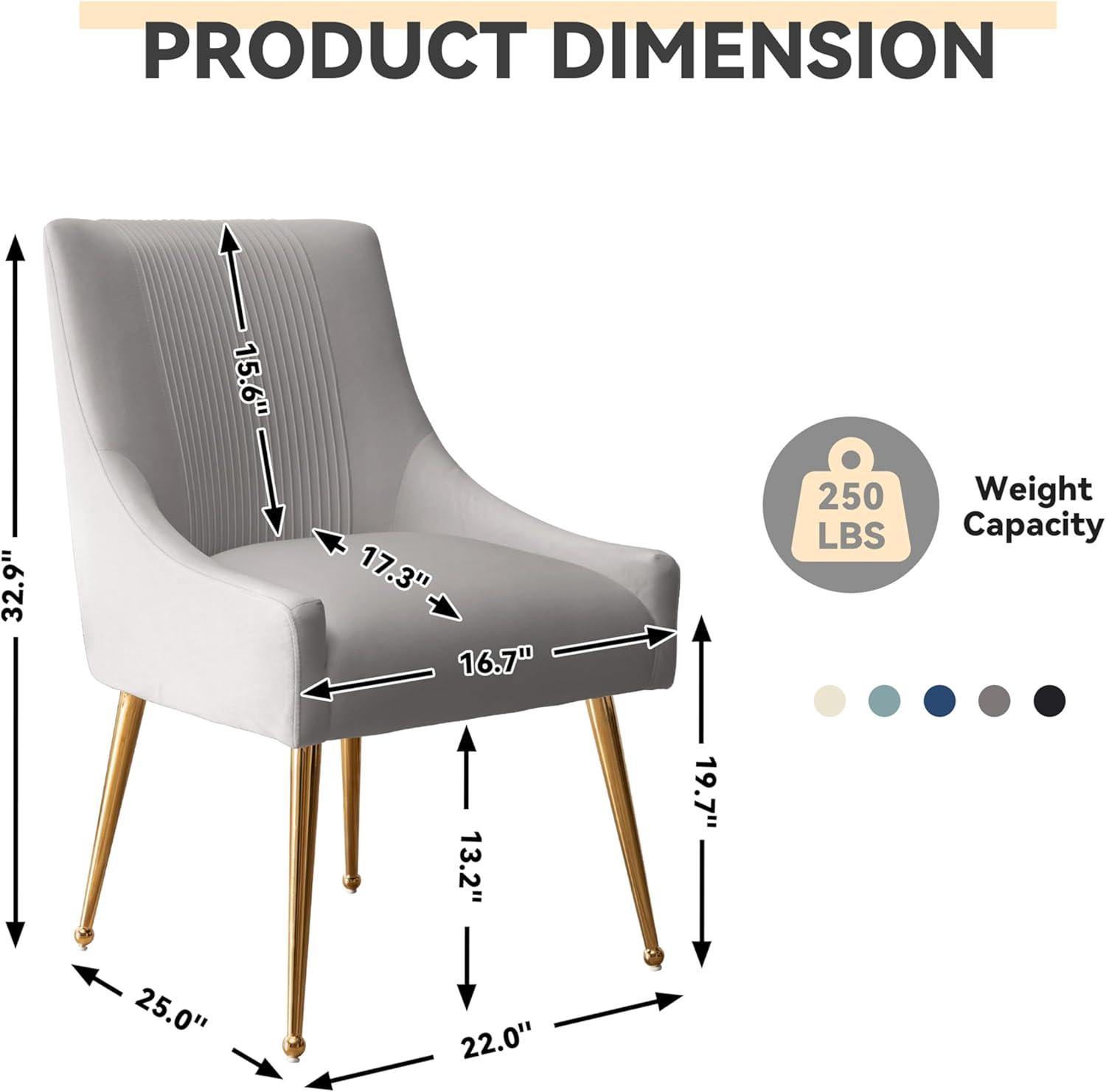 Dining Chairs,Modern Living Room Chairs, Velvet Upholstered Dining Room Chairs with Gold Legs,Tufted Accent Chair Set of 6 for Reception Room Bedroom Study Room(Grey)