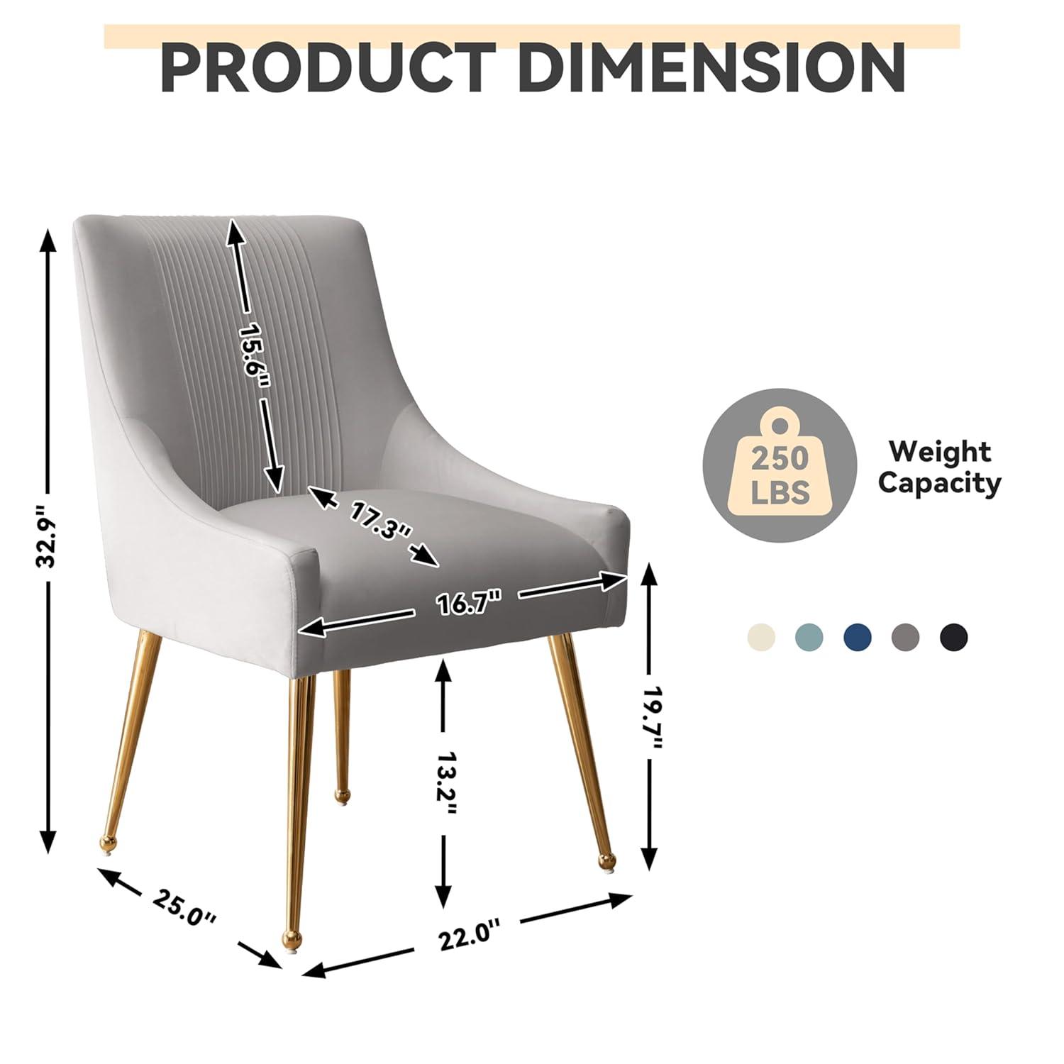 Dining Chairs,Modern Living Room Chairs, Velvet Upholstered Dining Room Chairs with Gold Legs,Tufted Accent Chair Set of 6 for Reception Room Bedroom Study Room(Grey)
