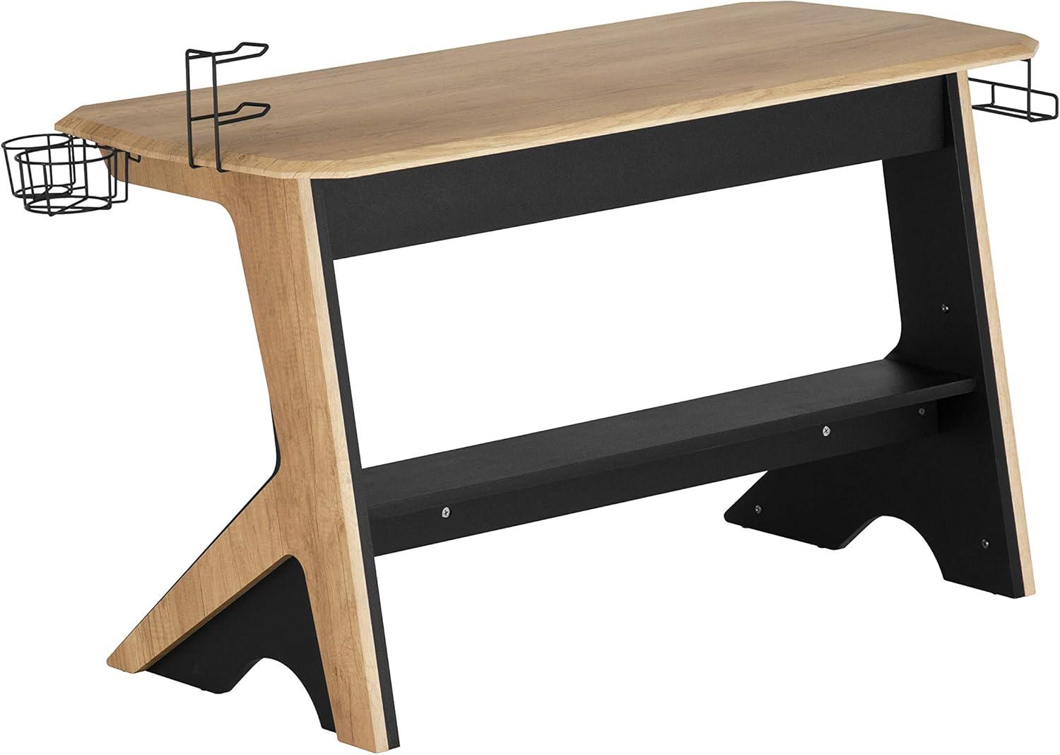 HBBOOMLIFE Home Office Computer Writing Desk Workstation with Two Cupholders and Headphone Hook-Pine 50" W x 22.5" D x 29.5" H