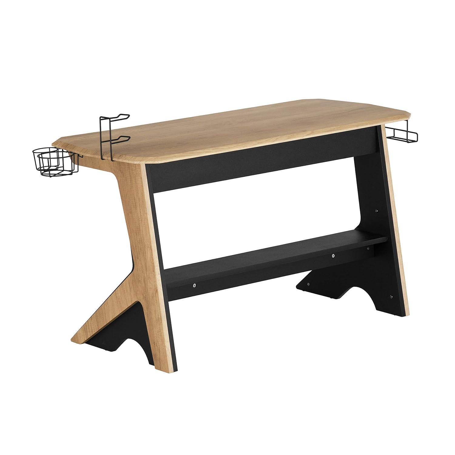 HBBOOMLIFE Home Office Computer Writing Desk Workstation with Two Cupholders and Headphone Hook-Pine 50" W x 22.5" D x 29.5" H