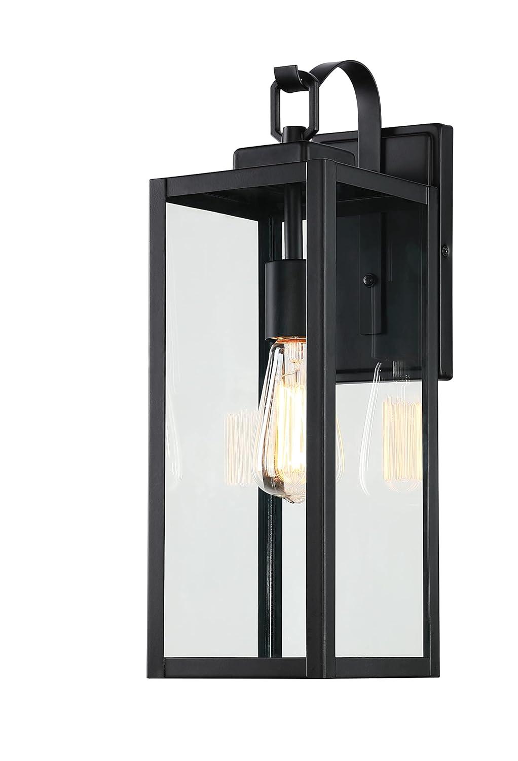 Large Size Outdoor Wall Lights, 18 Inch Oversized Matte Black Exterior Light Fixture With Clear Glass, Waterproof Front Porch Lighting, Modern Sconces Lantern For House, Garage, ETL Listed