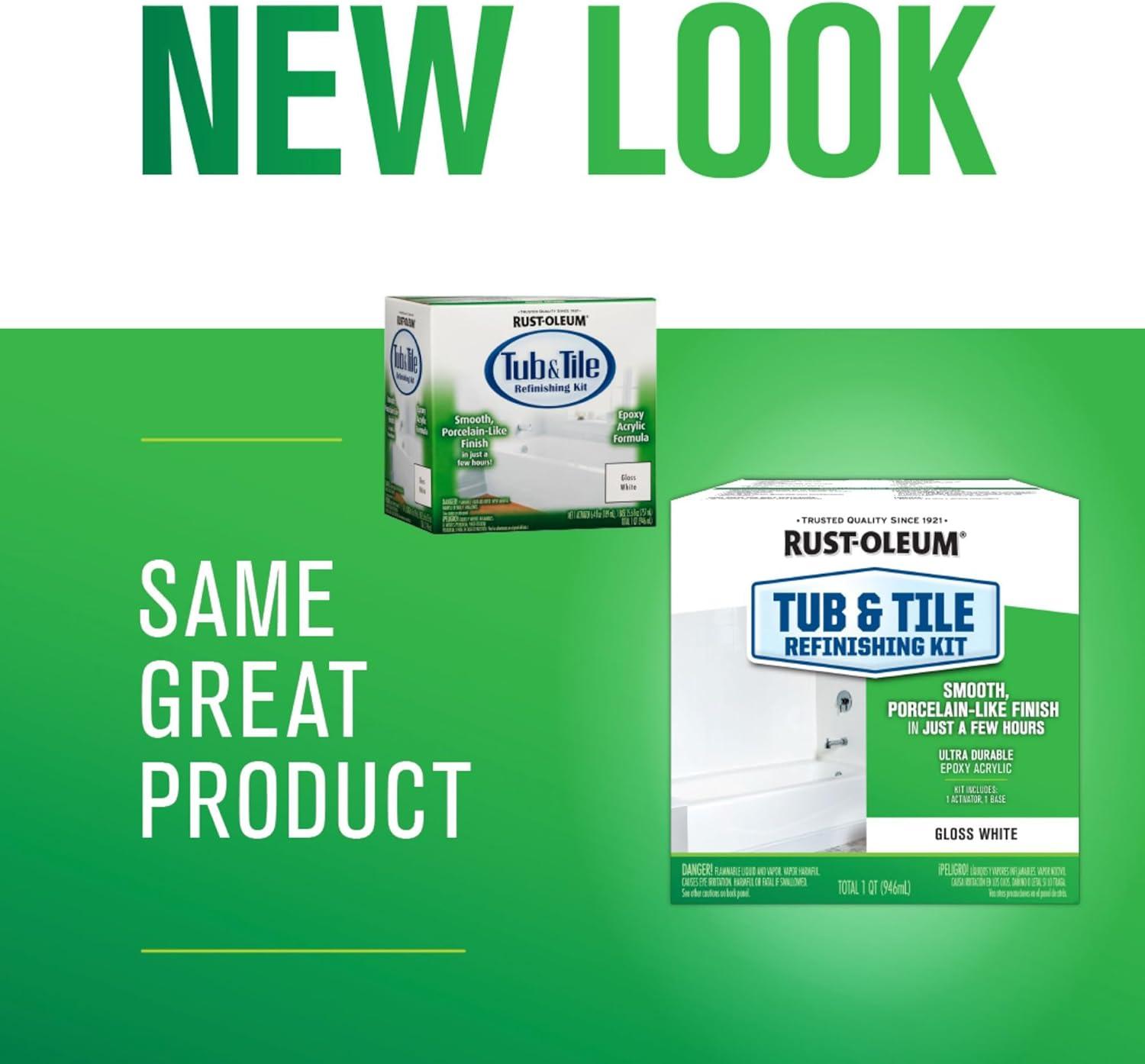 White, Rust-Oleum Gloss Tub & Tile Refinishing Kit- 384165
