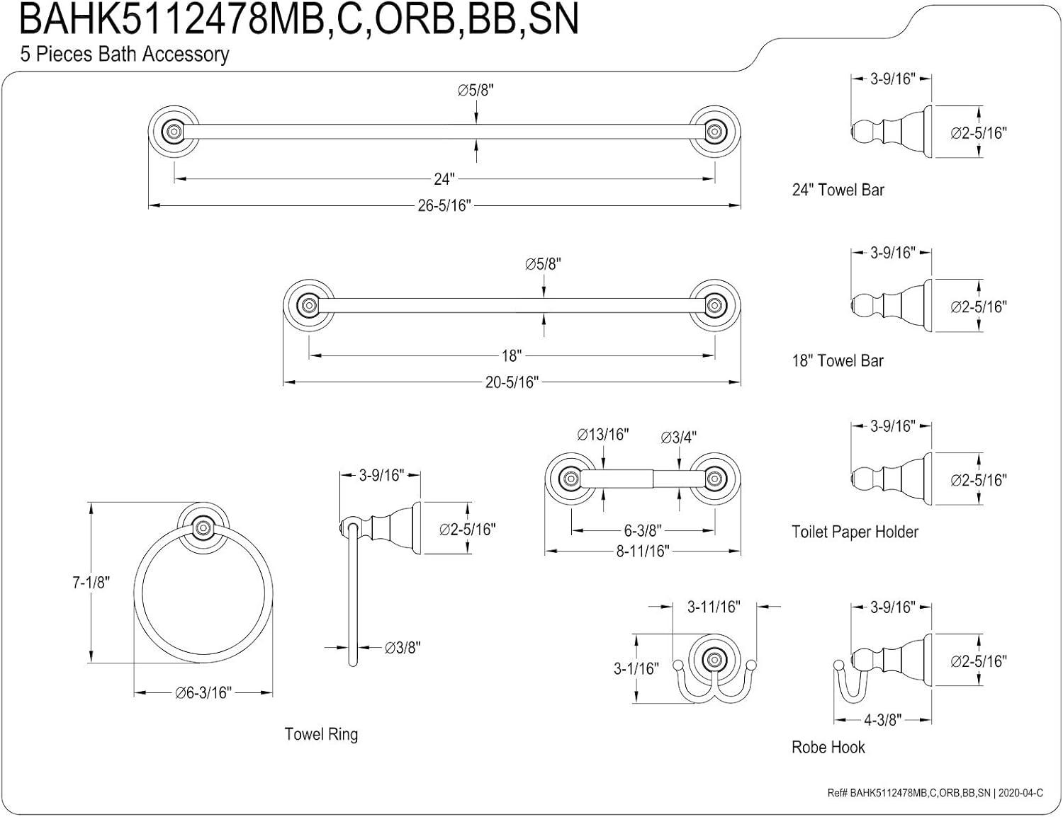 Satin Nickel 5-Piece Bathroom Hardware Set with Towel Bars