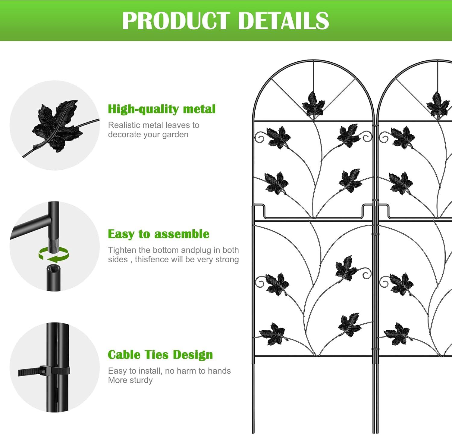 15 Pack Decorative Garden Fence Panels No Dig Fencing, Total 38in (H) x 16ft (L) Coated Metal RustProof Landscape Wire Border Folding Patio Fences Flower Bed Fencing Animal Barrier for Dog