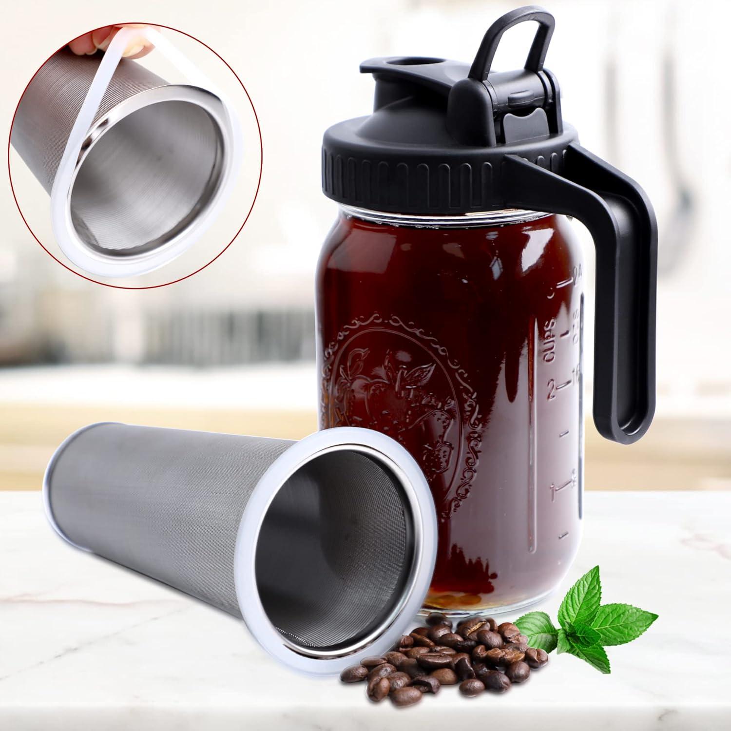 64 Oz Glass Cold Brew Coffee Maker with Stainless Steel Filter