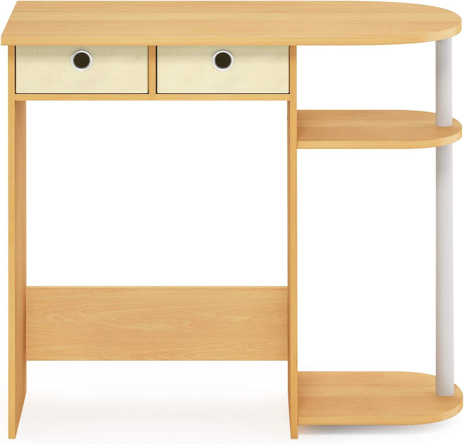 Beech and Ivory Compact Computer Desk with Drawers