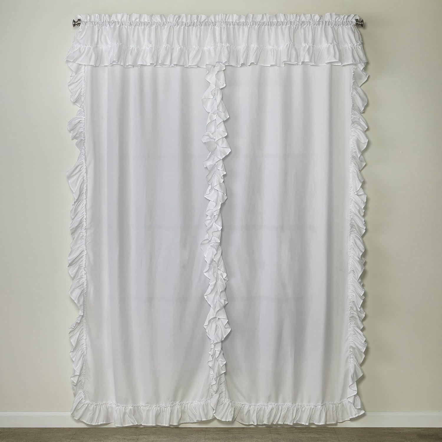 Sarah ruffled white priscilla curtain pair 82x63