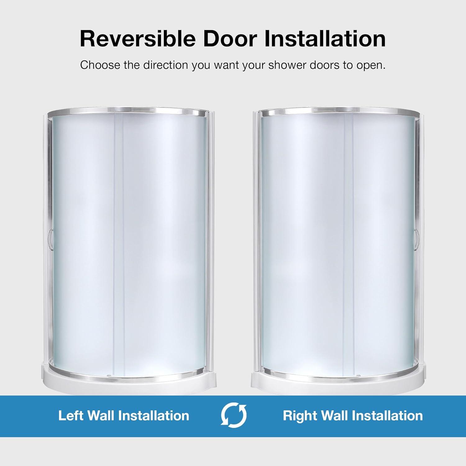 Ove Decors OVE Decors Breeze 35 in. Round Shower Kit w/ Frosted, Base, Wall 15SKA-BREF34-BLKAC