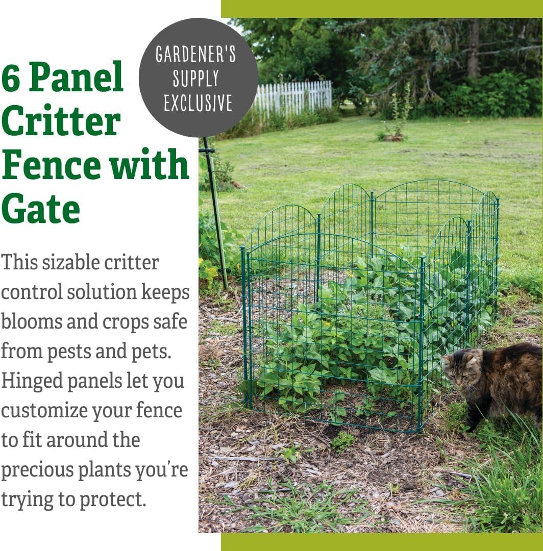6-Panel Green Iron Garden Fence with Gate