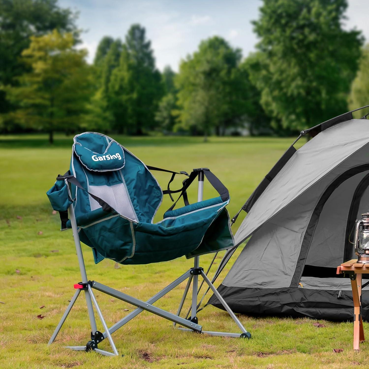 Green Folding Camping Chair with Carrying Bag