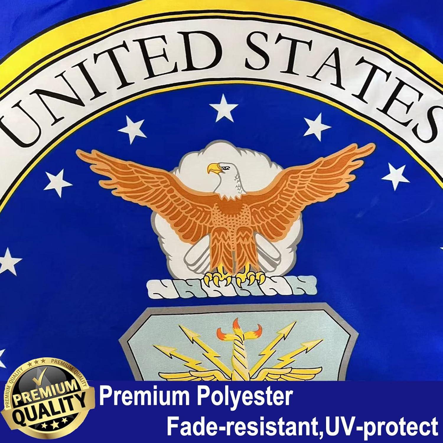DANF Military Flag for US Air Force USAF Double Sided 3 Ply 3x5 Outdoor Banner, Heavy Duty Double Stitched Vivid Color Decoration with Brass Grommets