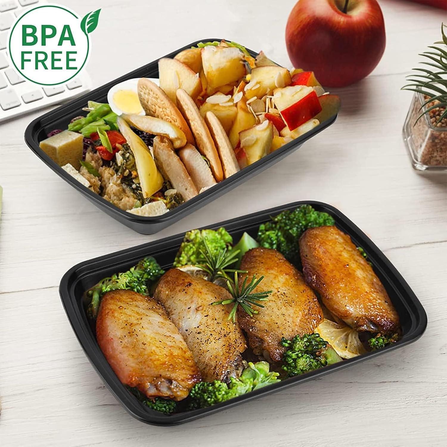 Black 26 oz BPA-Free Reusable Meal Prep Containers Set