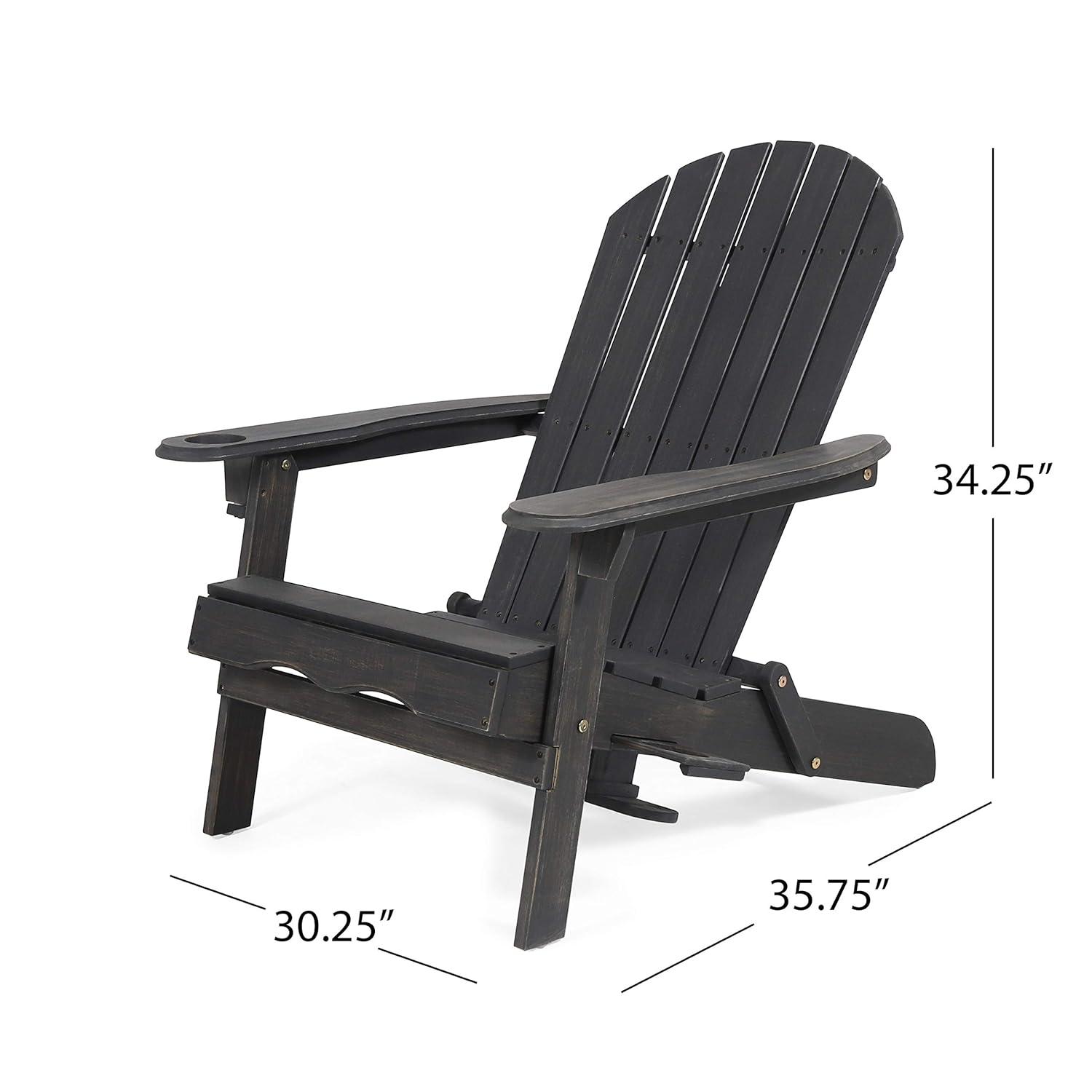 2pk Bellwood Outdoor Acacia Wood Folding Adirondack Chairs Dark Gray - Christopher Knight Home