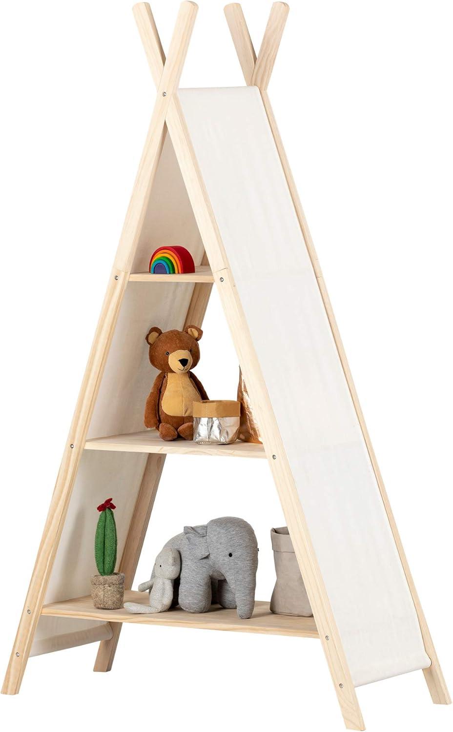 59.25" Sweedi Tent Shelving Unit Natural Cotton/Pine - South Shore: Kids' Room Storage, Pine Frame