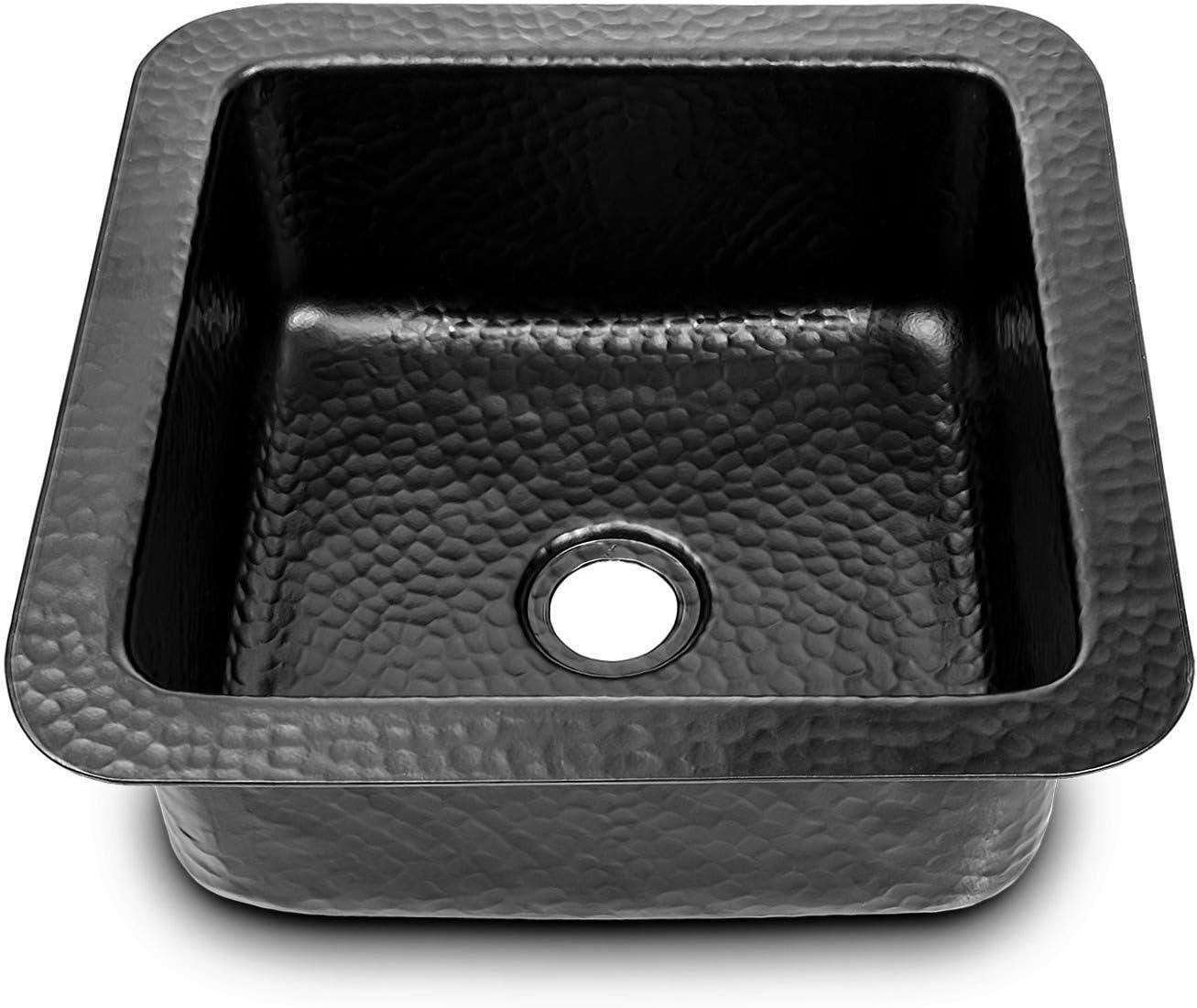 Aluminum Hand Hammered Glasgow Dual Mount Single Bowl Bar Prep Sink 12", Black