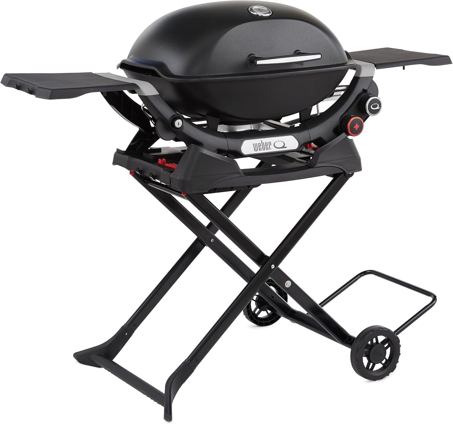 Black Portable Grill Cart with Wheels