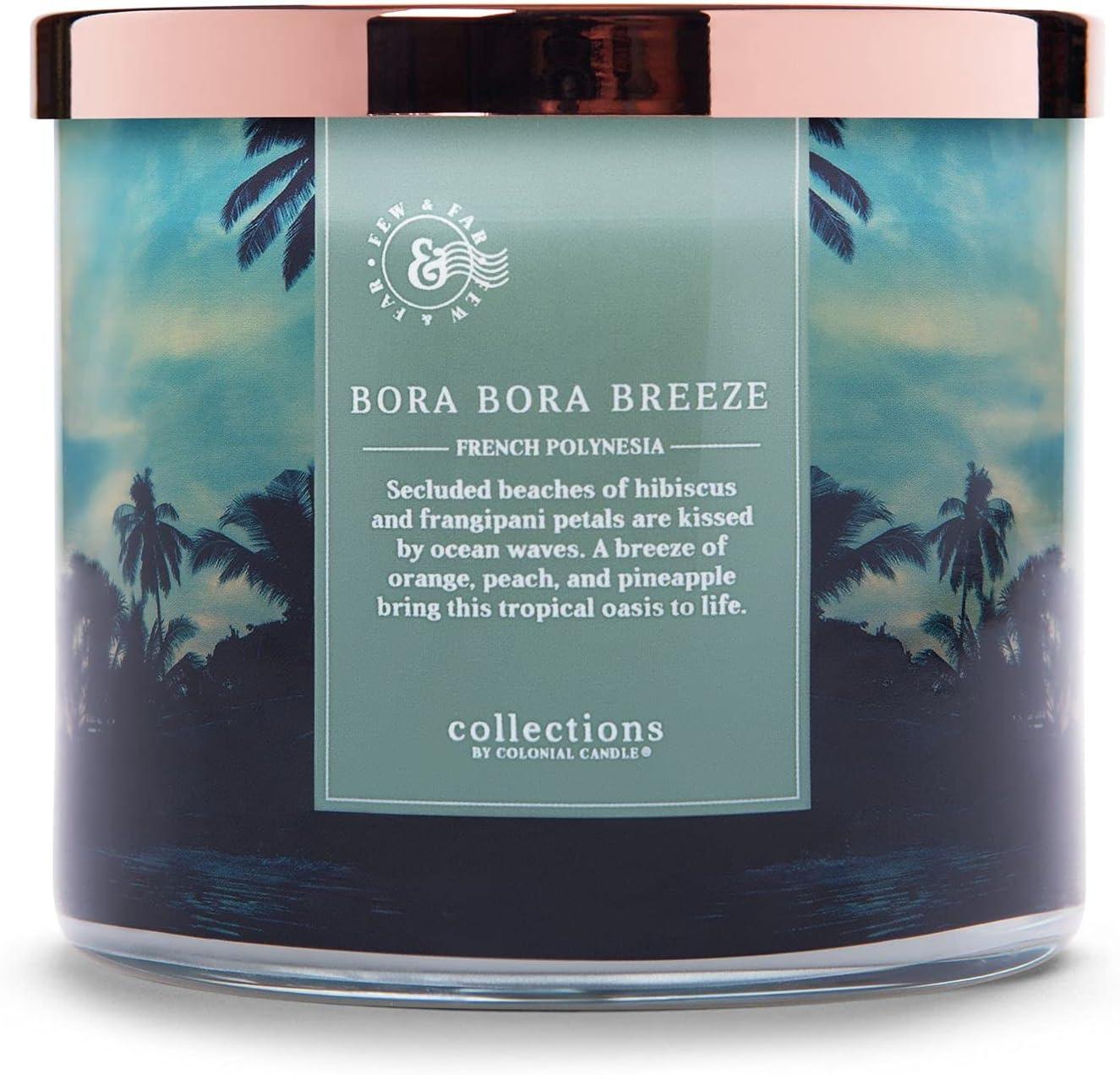 Colonial Candle Bora Bora Breeze Scented Jar Candle, Travel Collection, 3 Wick, Blue, 14.5 oz - Up to 60 Hours Burn