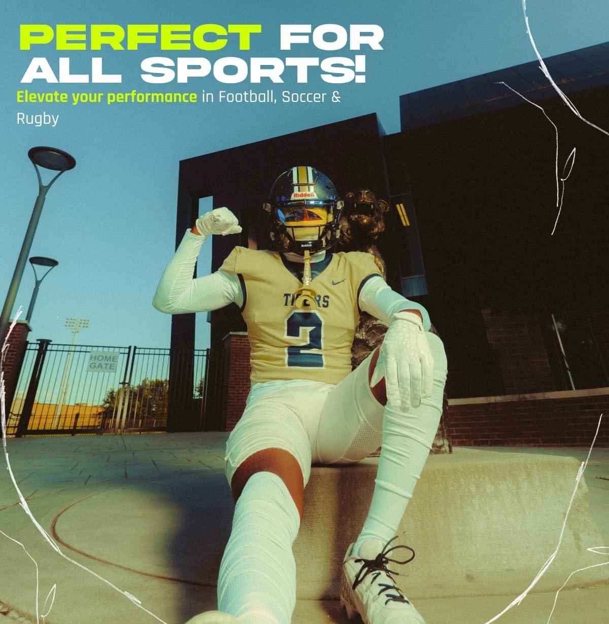 We Ball Sports Scrunch Football Socks, Extra Long Padded Sports Socks for Men & Boys (Red, L)