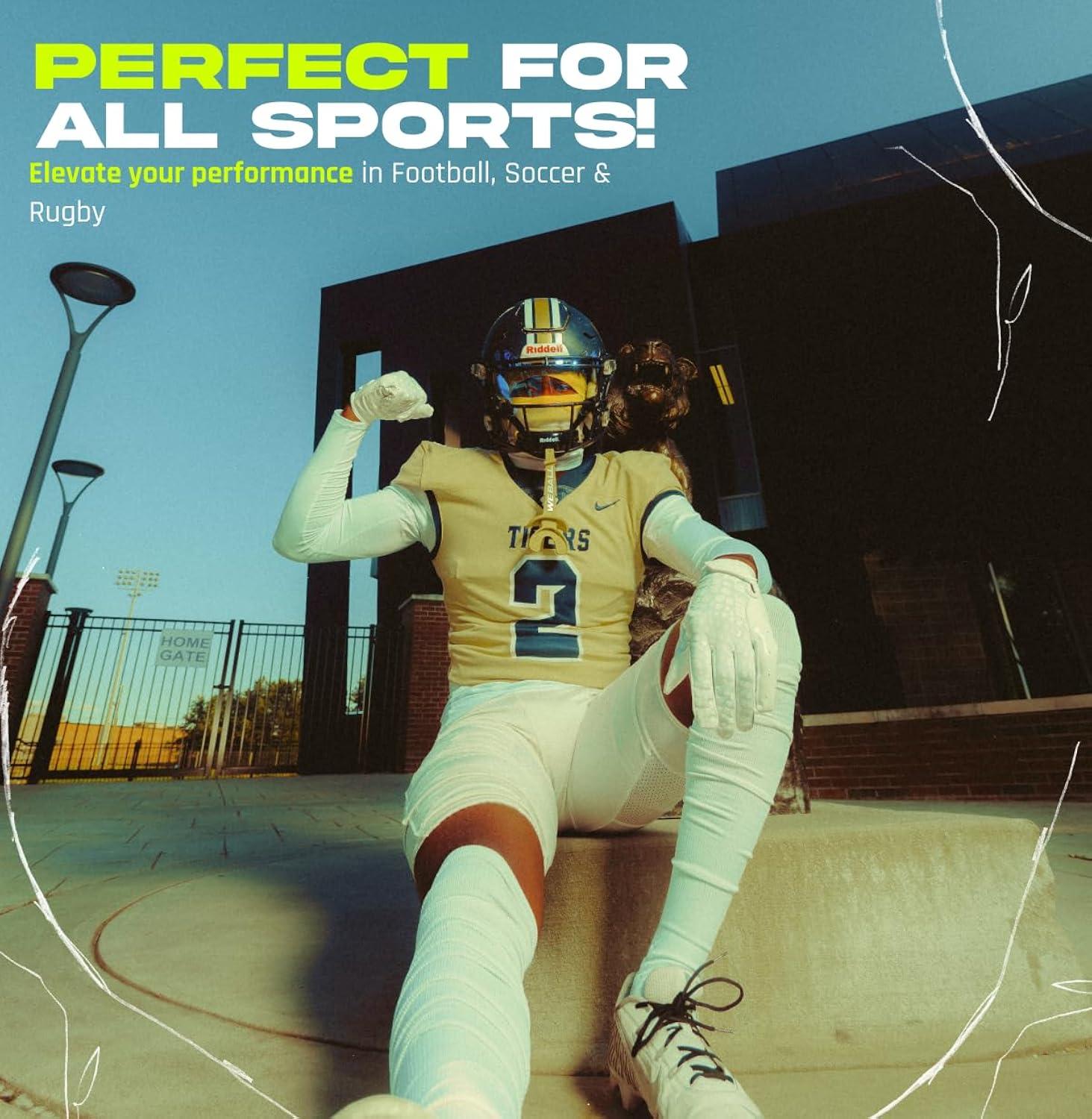 We Ball Sports Scrunch Football Socks, Extra Long Padded Sports Socks for Men & Boys (Red, L)