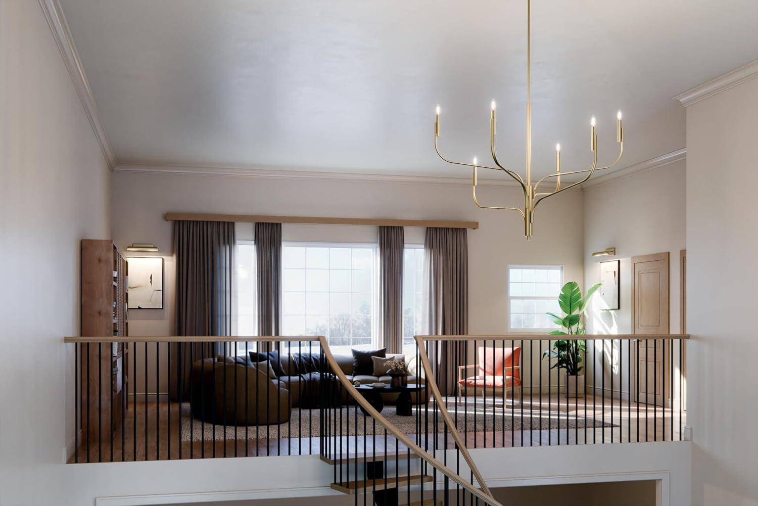 KICHLER Livadia 6-Light Chandelier, Soft Modern-Light in Champagne Bronze, for Foyer, Great Room, or Vaulted Dining or Bedroom (33.25" x 47.25"), 52674CPZ