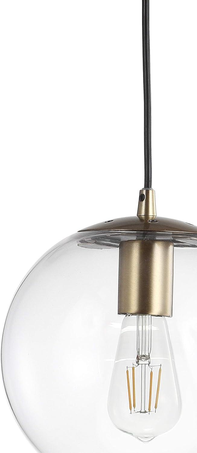 Clear Glass and Brass Globe LED Pendant Light