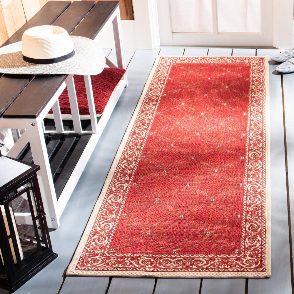 Courtyard CY1502 Power Loomed Indoor and Outdoor Runner Rug - Red/Natural - 2'3"x10' - Safavieh