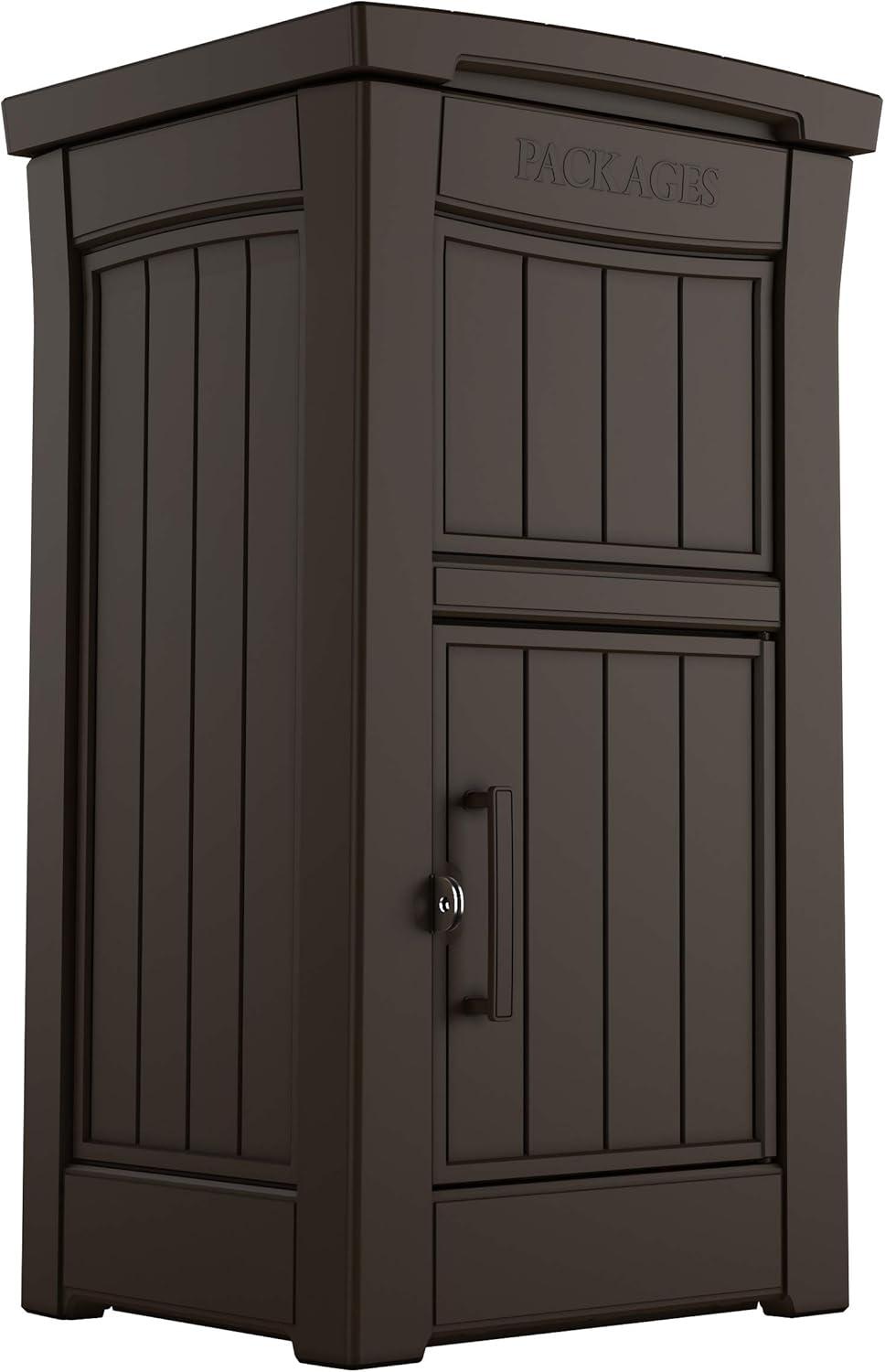 Keter Brown Package Delivery Box for Porch with Lockable Secure Storage Compartment