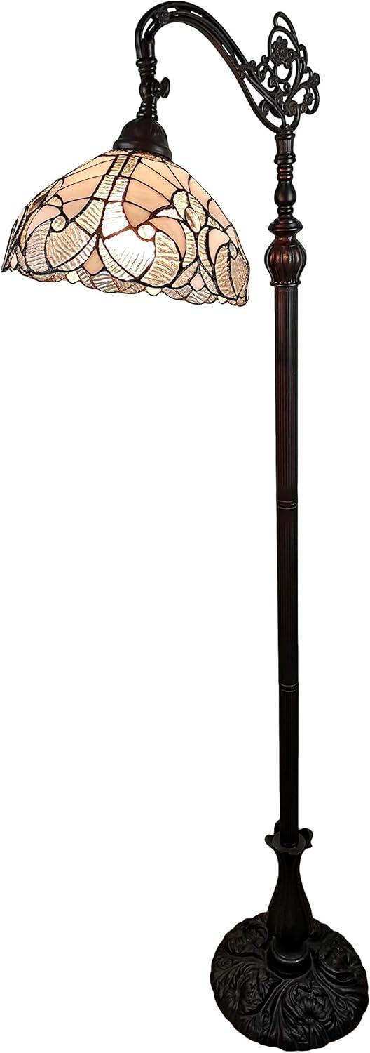 Amora Lighting Tiffany Style White Reading Floor Lamp 62" High