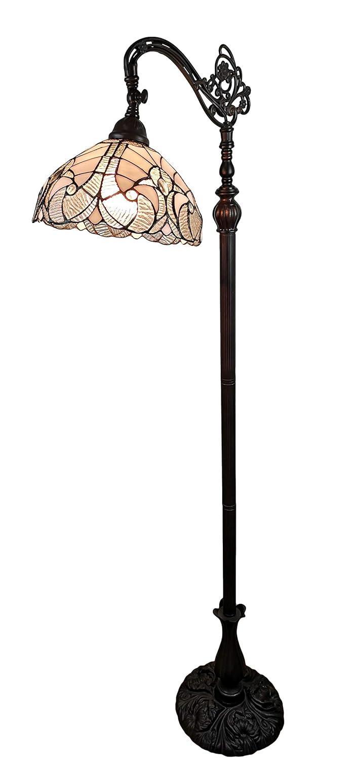 Amora Lighting Tiffany Style White Reading Floor Lamp 62" High