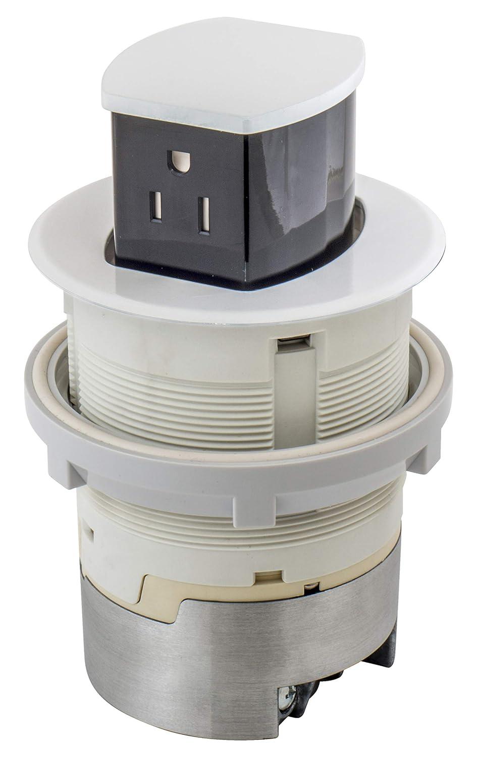 White Tamper Resistant Pop-Up Countertop Receptacle