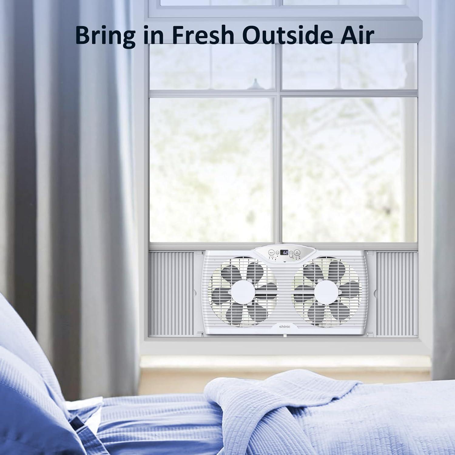Shinic Glossy White Remote Controlled Reversible Window Fan