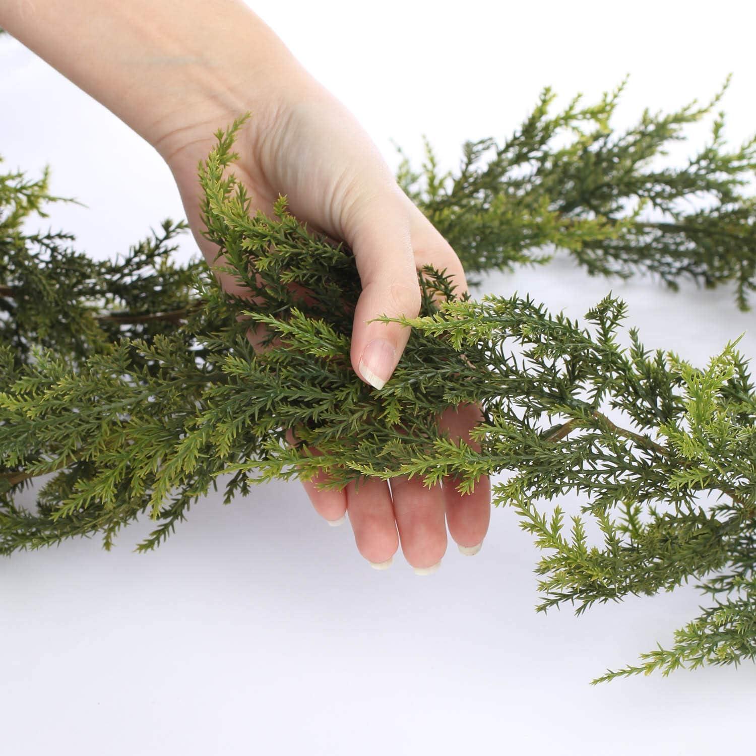 GYTY Realistic Artificial Vinyl Cedar Pine Evergreen Garland - - Faux Juniper Winter Greenery Garland for Christmas Home and Holiday Decorations (72" Long) Use Indoors or Outdoors