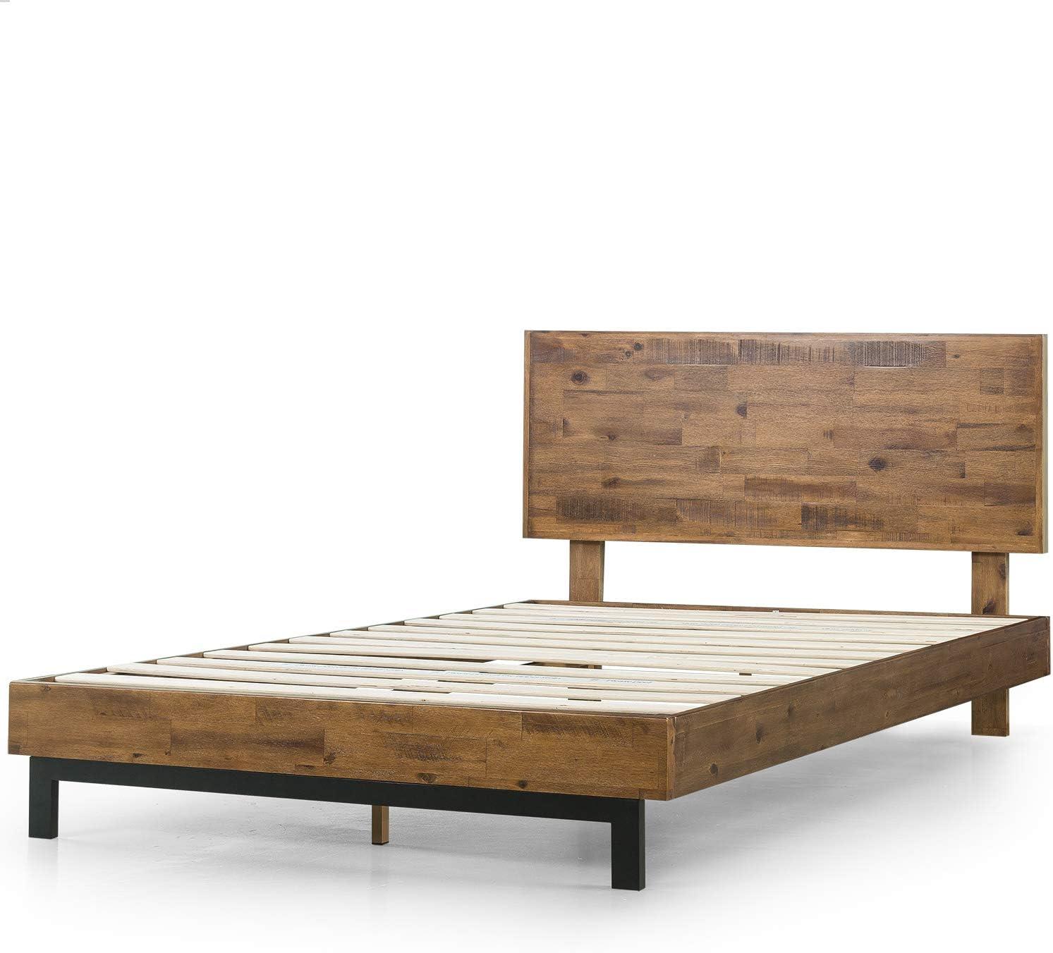 Tricia Wood Platform Bed Frame with Adjustable Headboard Brown - Zinus