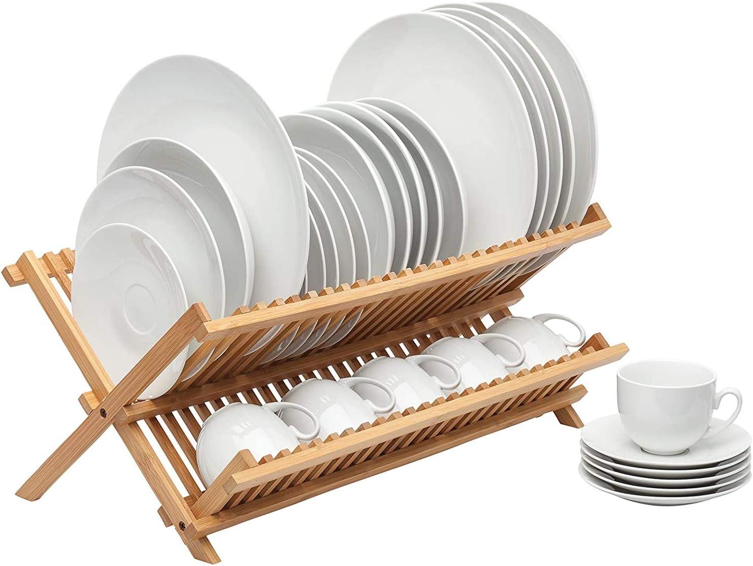 Bamboo Foldable mpact Dish Drying Rack, 20.5-Inches x 13-Inches