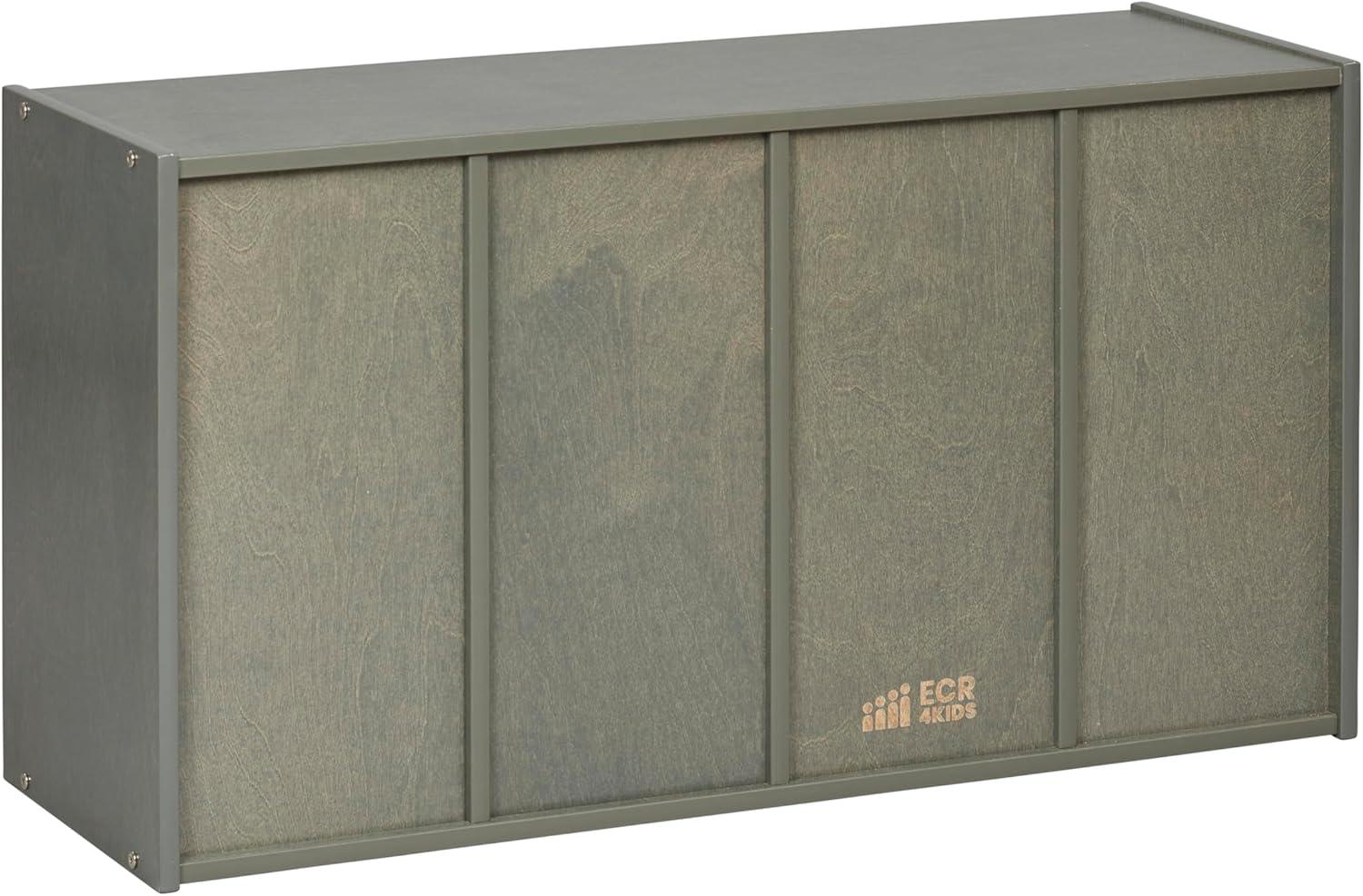 ECR4Kids Streamline 12 Cubby Tray Storage Cabinet, 3x4, Grey Wash