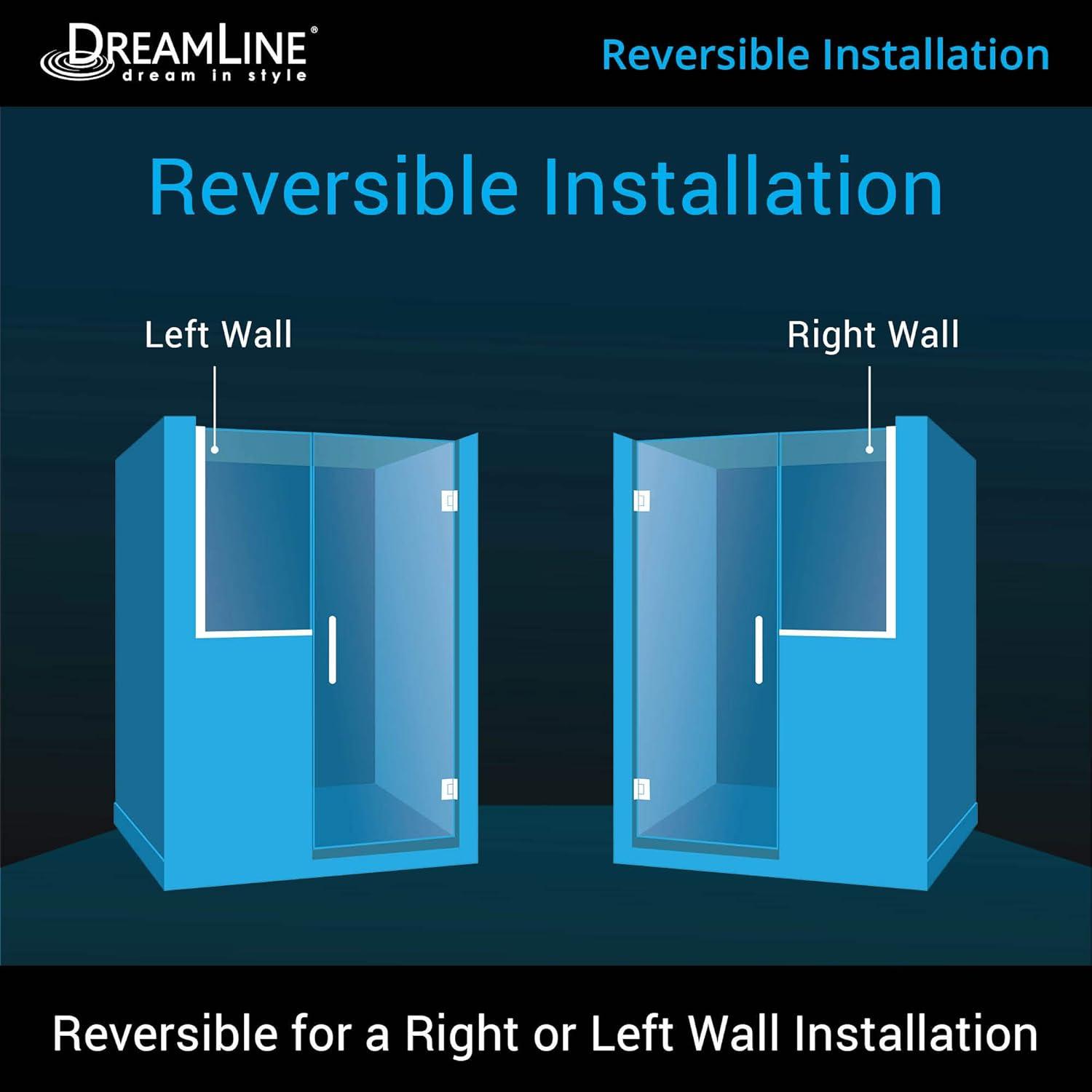 DreamLine Unidoor Plus 58-58 1/2 in. W x 72 in. H Frameless Hinged Shower Door with 34 in. Half Panel in Chrome, SHDR-24283034-01