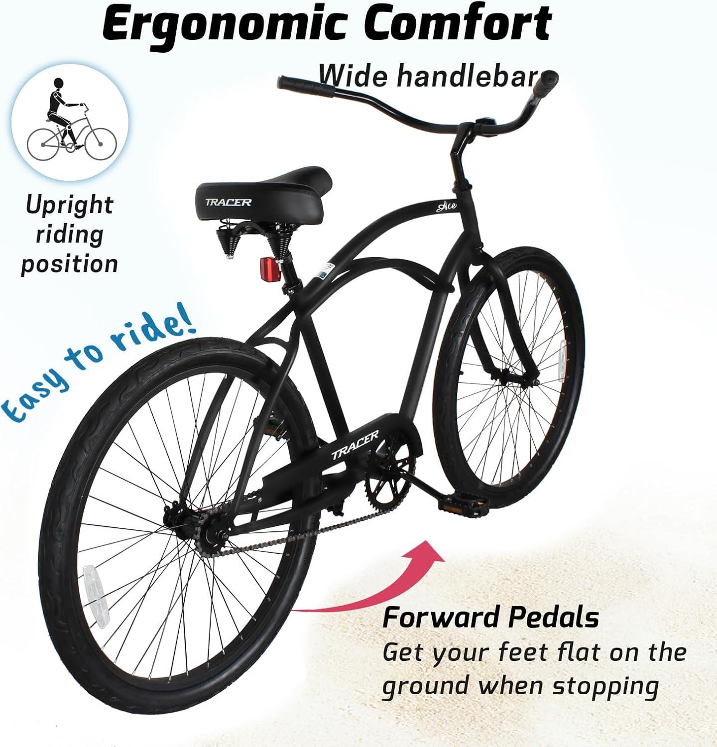 Tracer ACE Bicicleta de Playa de 26 Pulgadas para Mujer, Rosa, Velocidad Nica, Freno de Montaña, Bicicleta Urbana de Cercanías para Adultos